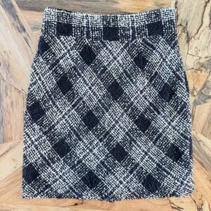 Antonio Melani, Black & White Plaid Tweed Pencil Skirt/Mini Skirt, Women's 6
